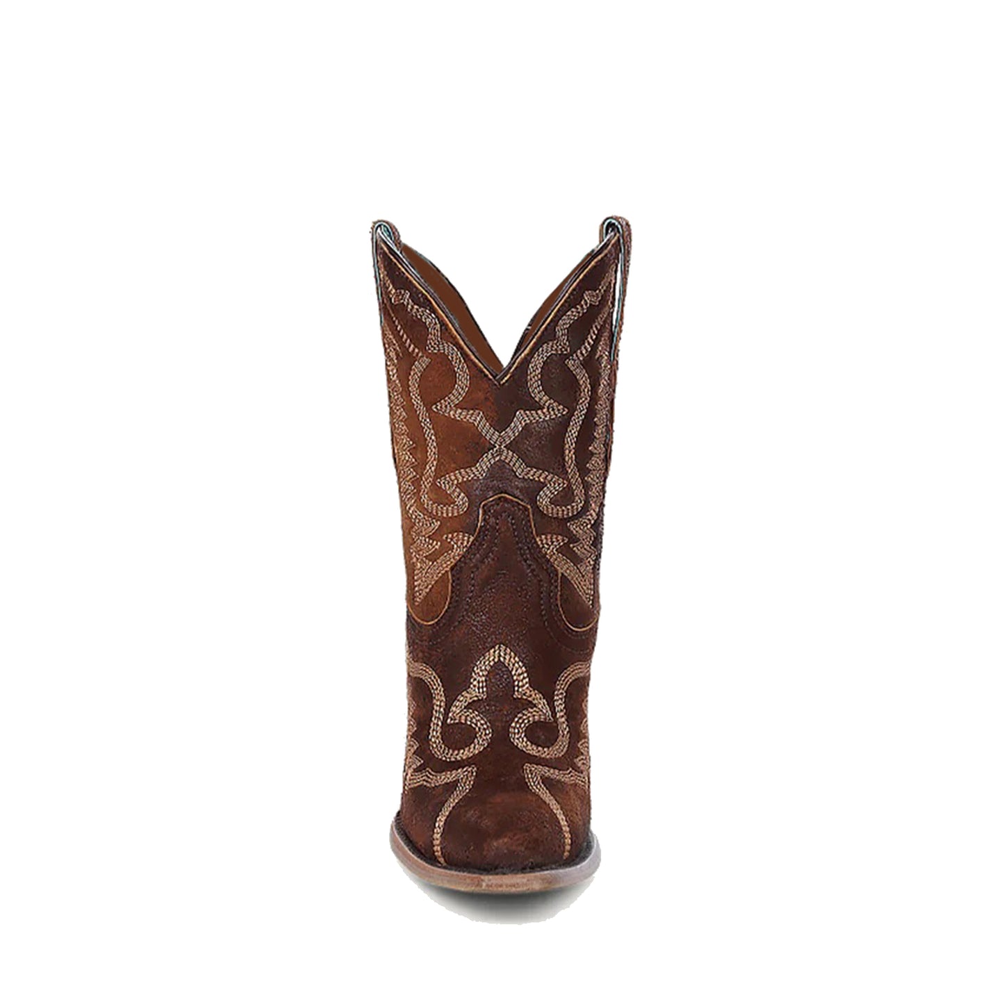 Brown Faux Suede Snip-Toe Chic Embroidery Western Ankle Cowgirl Boots