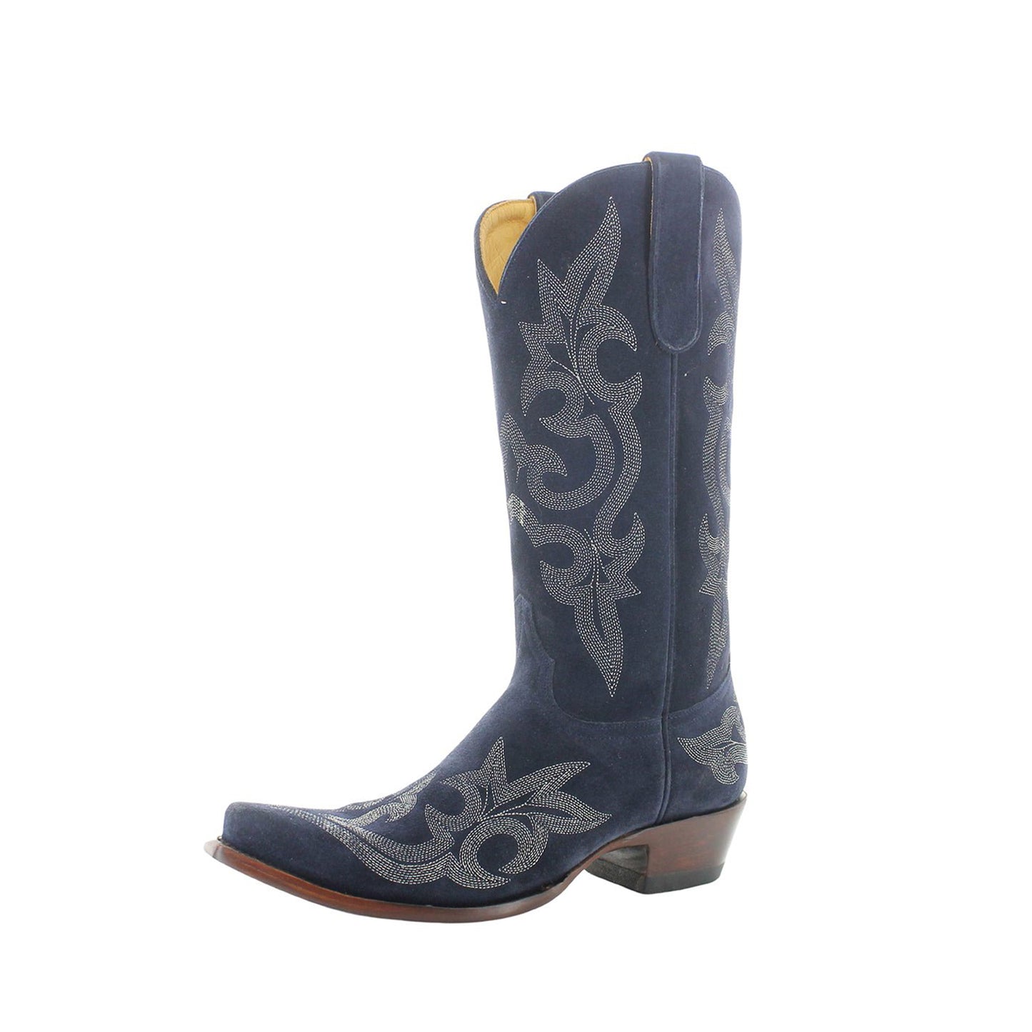 Purple Faux Suede Snip-Toe Delicate Embroidery Chic Cowgirl Boots