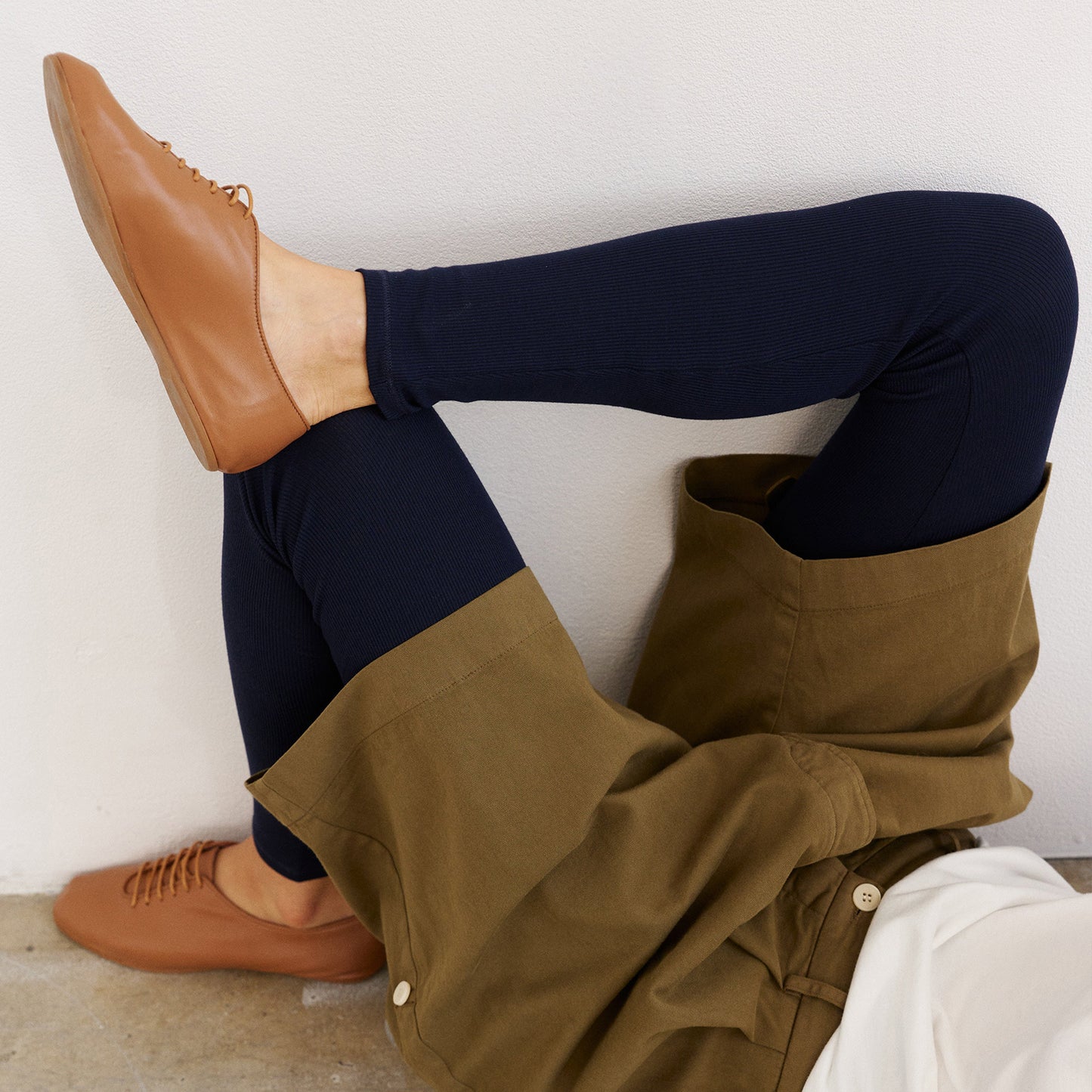 Camel Square-Toe Lace-Up Chic Slippers Flats