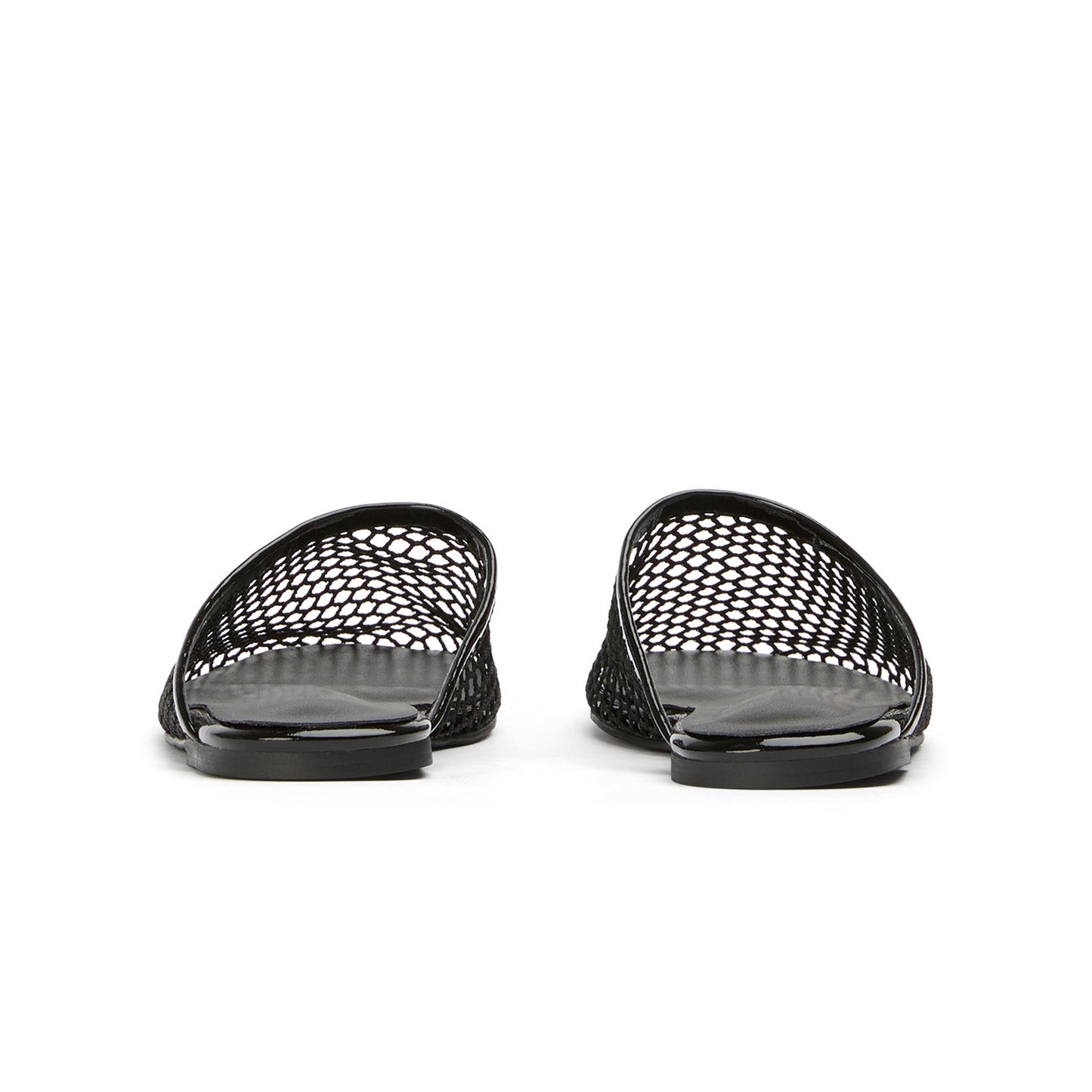 Black Mesh Round-Toe Sleek Slip-On Backless Flats