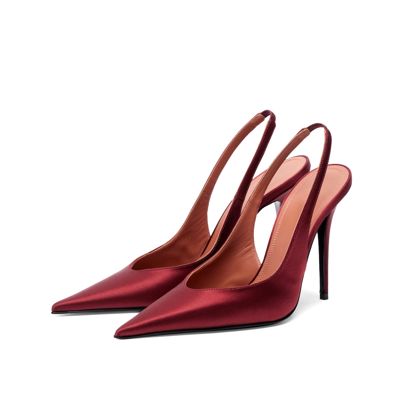 Red Satin Pointed-Toe Classic Slingback High Heels