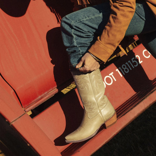 Light Olive Green Snip-Toe Embroidery Mid Calf Cowgirl Boots