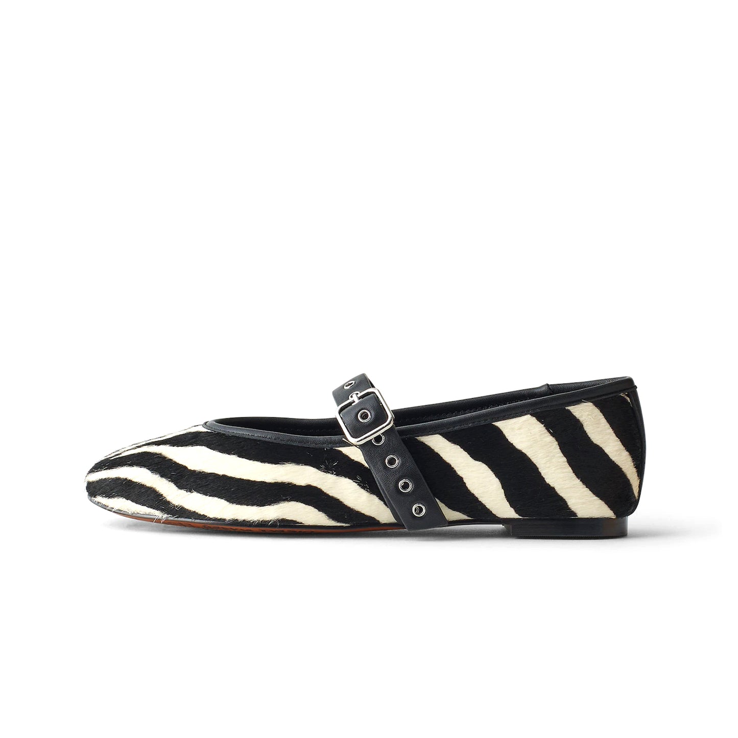Zebra Print Round-Toe Mary Jane Classic Ballet Flats