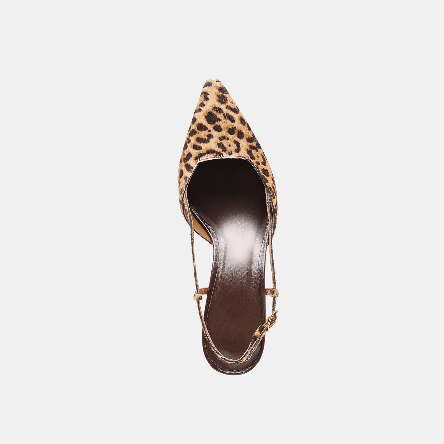 Leopard Pony Hair Print Pointed-Toe Classic Slip-On Slingback Kitten Heels