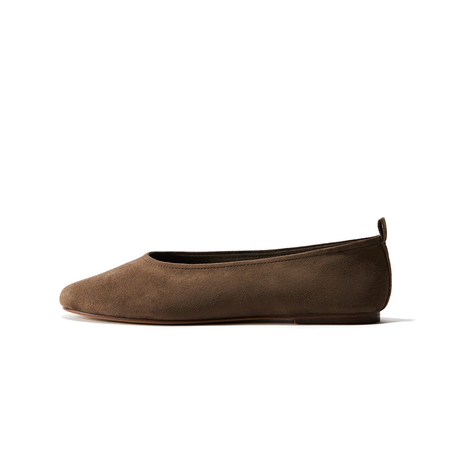 Dark Brown Faux Suede Round-Toe Ballet Chic Flats