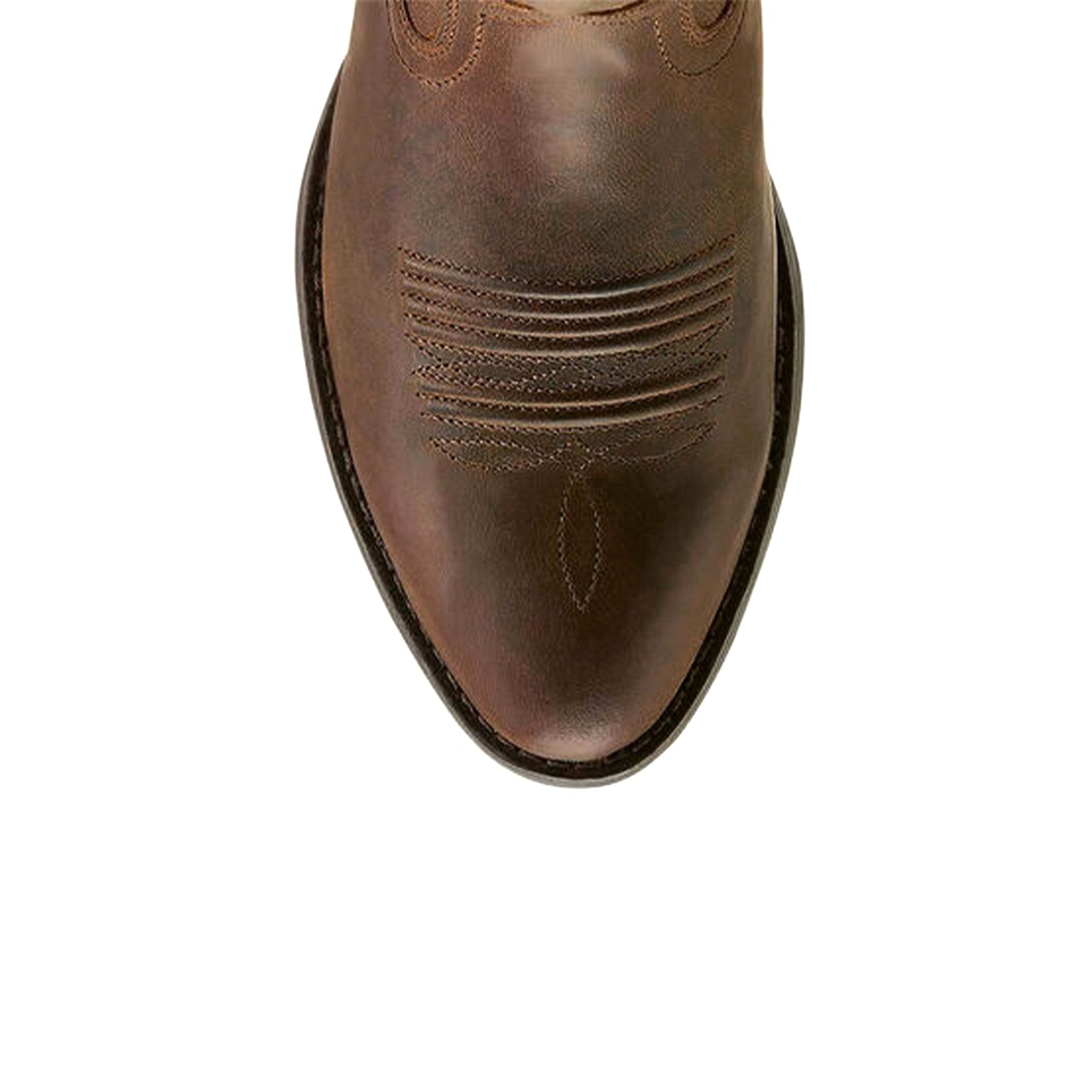 Brown Almond-Toe Metallic Bronze Inlay Mid Calf Cowgirl Boots