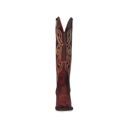 Brandy Snip-Toe Classic Embroidery Wide Calf Knee High Tall Cowgirl Boots