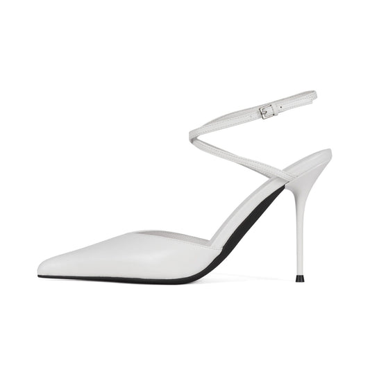 Ivory Pointed-Toe Slingback Simple Pumps High Heels