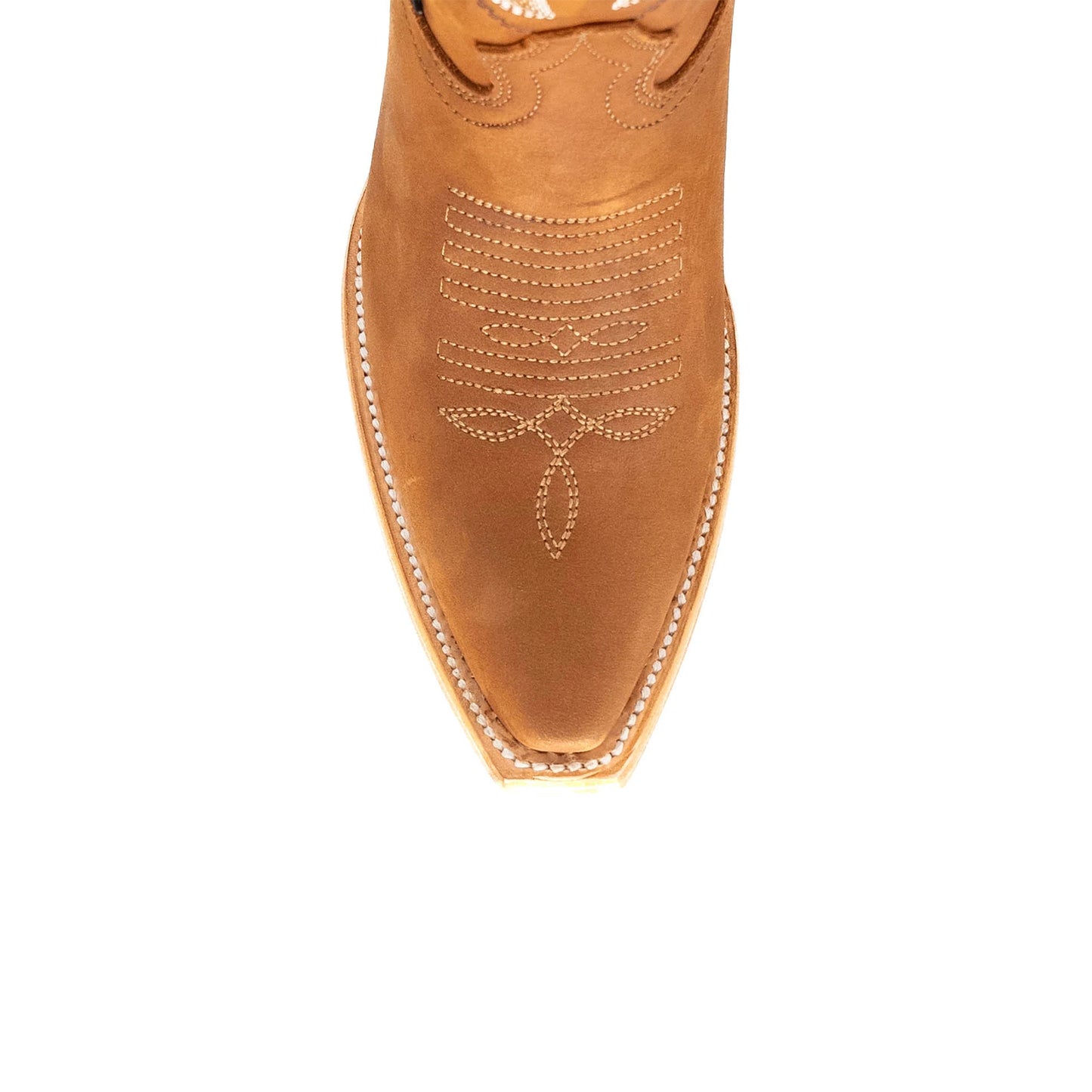 Tan Snip-Toe Thread Stitching Half-Zip Knee High Cowgirl Boots