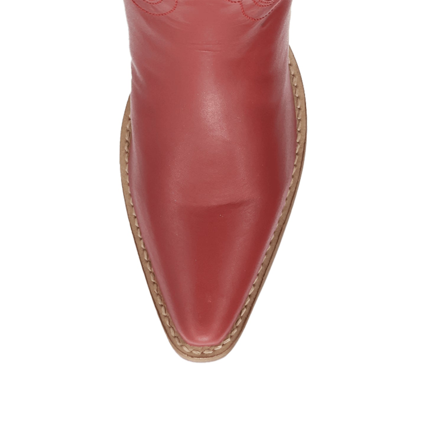 Red Snip-Toe Lightning Embroidery Mid Calf Classic Cowgirl Boots