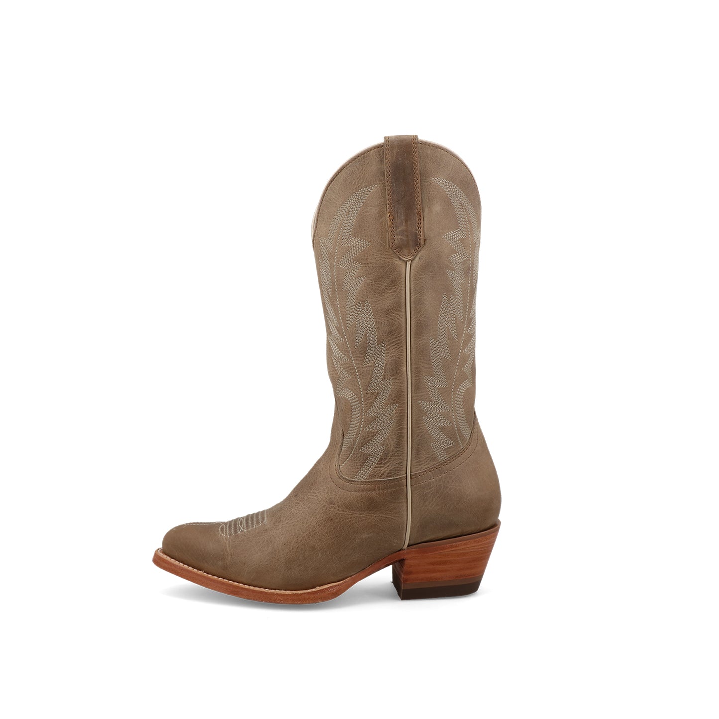 Taupe Snip-Toe Classic Embroidery Simple Mid Calf Cowgirl Boots