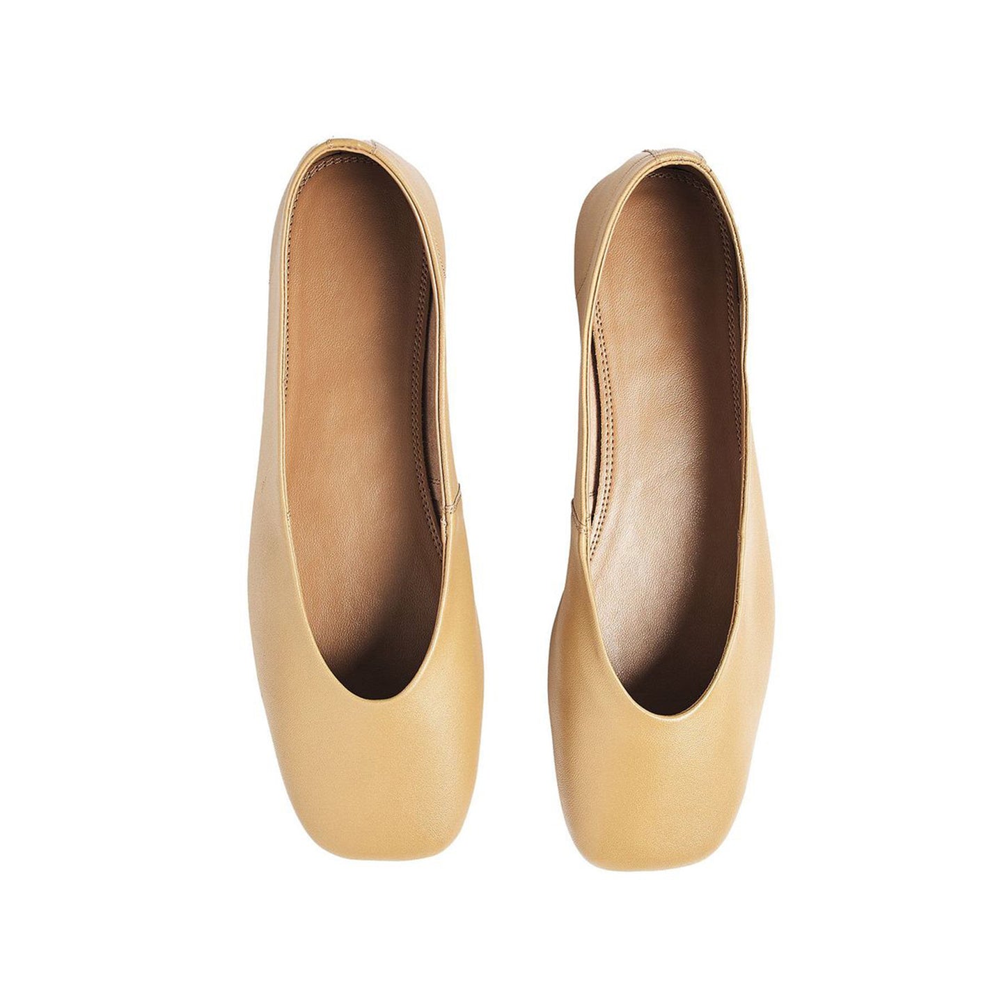 Dark Beige Square-Toe Classic Slip-On Simple Ballet Flats