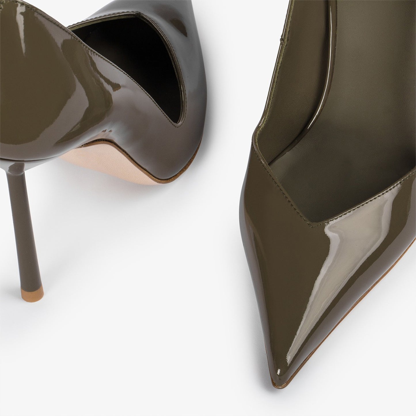 Patent Green Pointed-Toe Sleek Slip-On High Heels