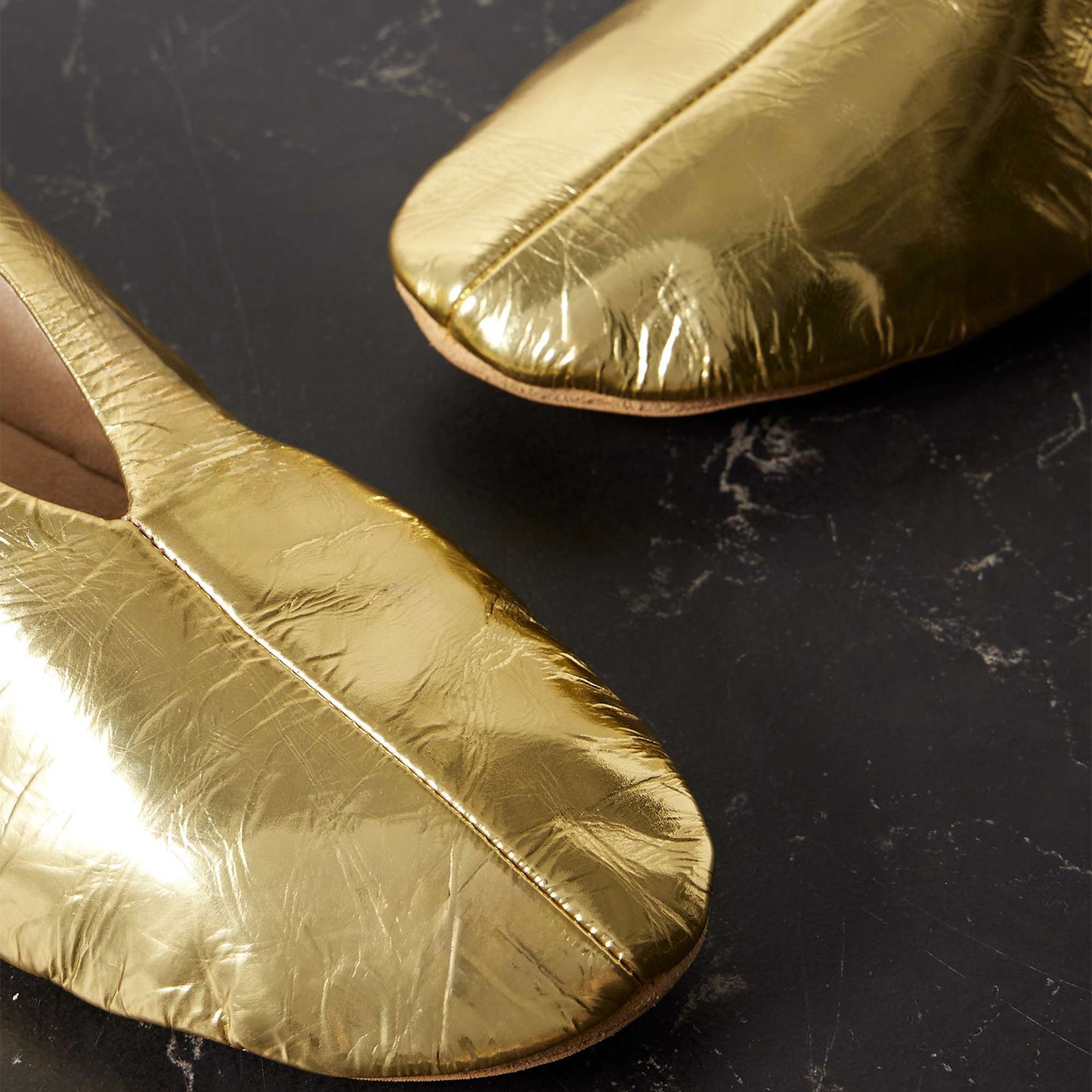 Metallic Gold Round-Toe Classic Ballet Simple Flats