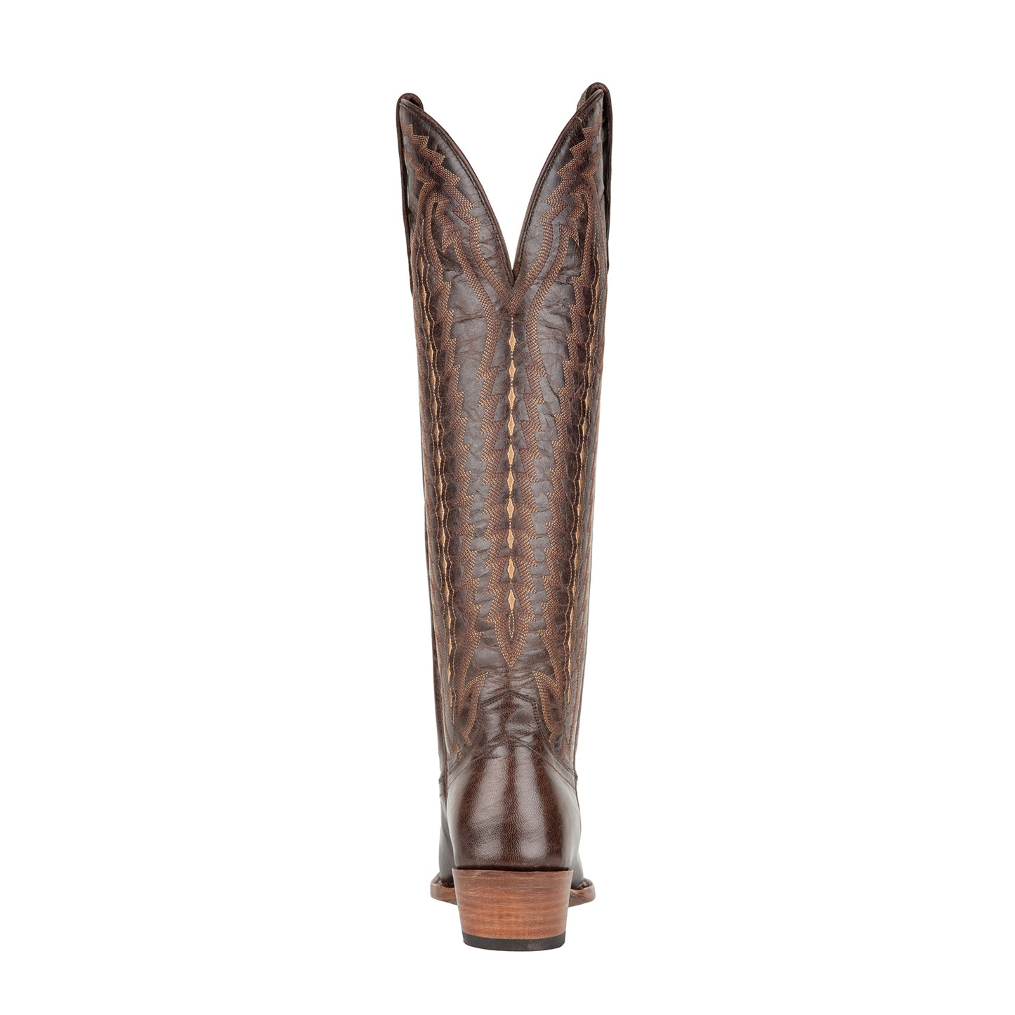 Chocolate Snip-Toe Western Embroidery Classic Wide Calf Knee High Cowgirl Boots