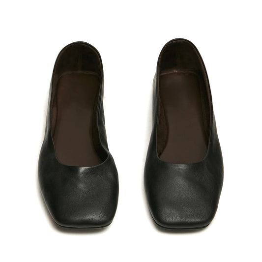 Black Square-Toe Slip-On Stylish Flats