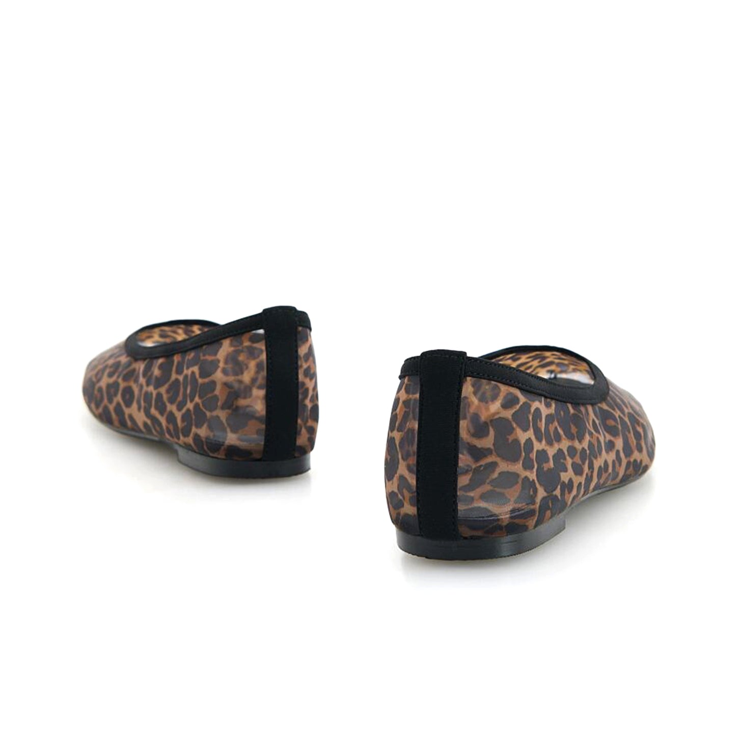 Leopard Mesh Square-Toe Simple Ballet Flats