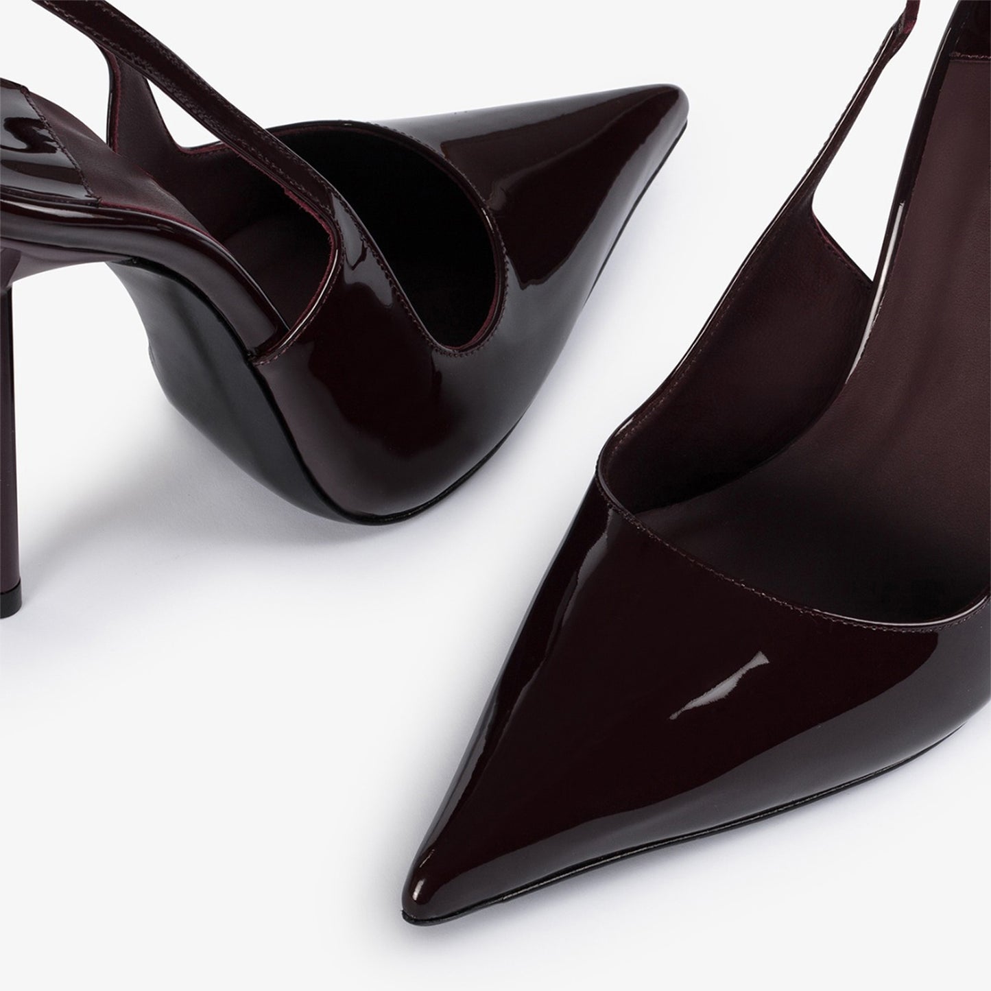 Patent Cherry Red Pointed-Toe Sleek Slingback High Heels