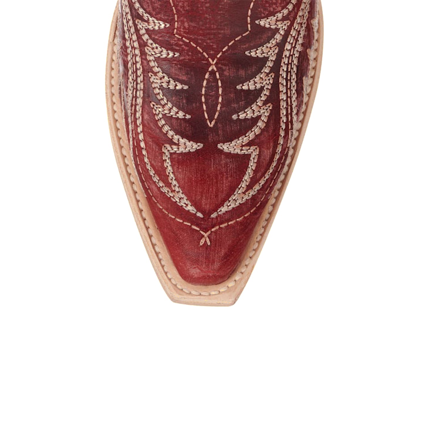 Dark Red Snip-Toe Embroidery And Inlay Mid Calf Cowgirl Boots