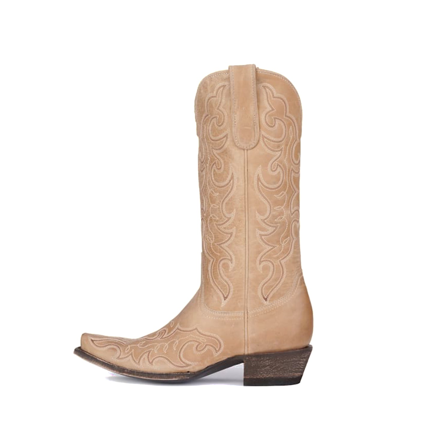 Bone Snip-Toe Delicate Embroidery Mid Calf Cowgirl Boots