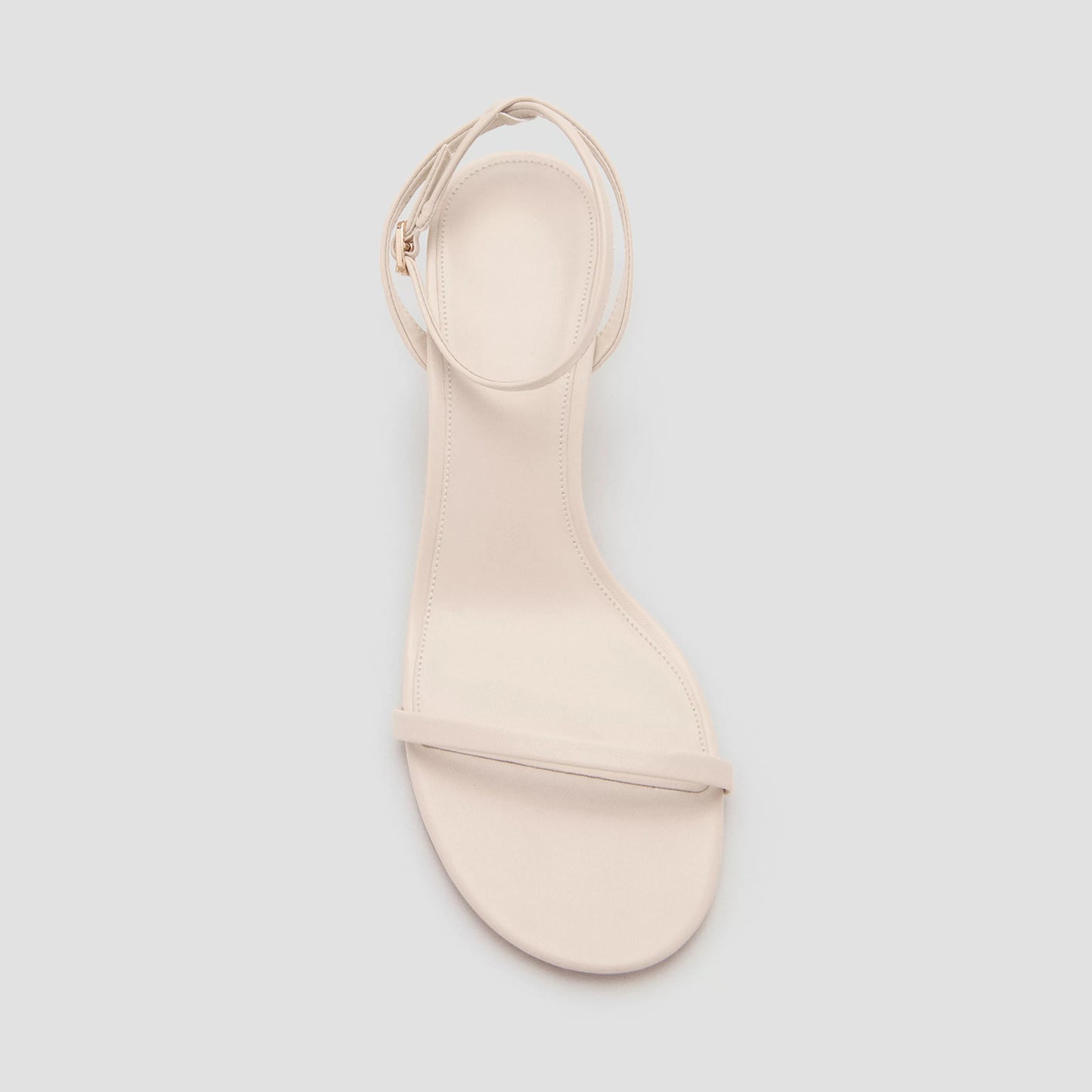 Ecru Round-Toe Strappy Ankle And Back Straps Sandals Kitten Heels