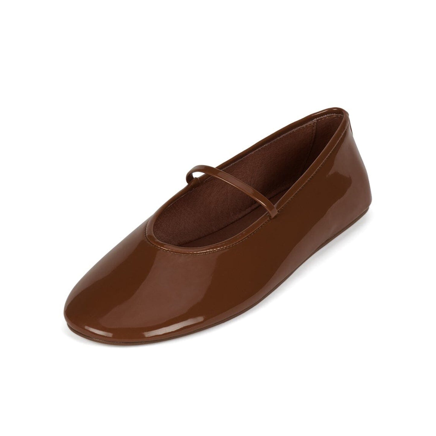 Patent Caramel Round-Toe Mary Jane Chic Ballet Flats