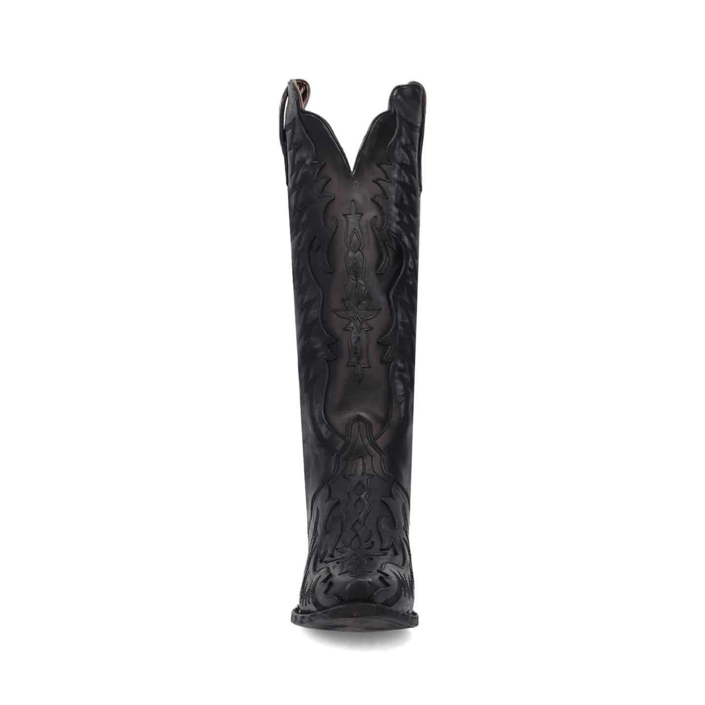 Black Snip-Toe Chic Embroidery And Appliques Wide Calf Knee High Cowgirl Boots