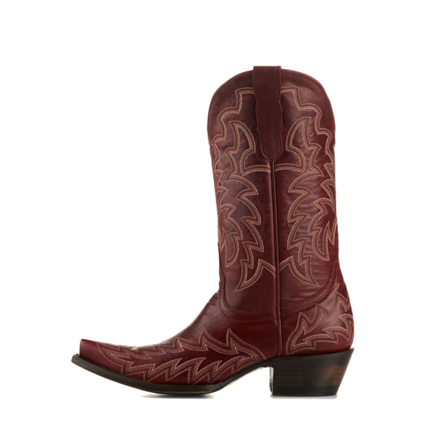 Dark Red Snip-Toe Delicate Embroidery Mid Calf Chic Cowgirl Boots