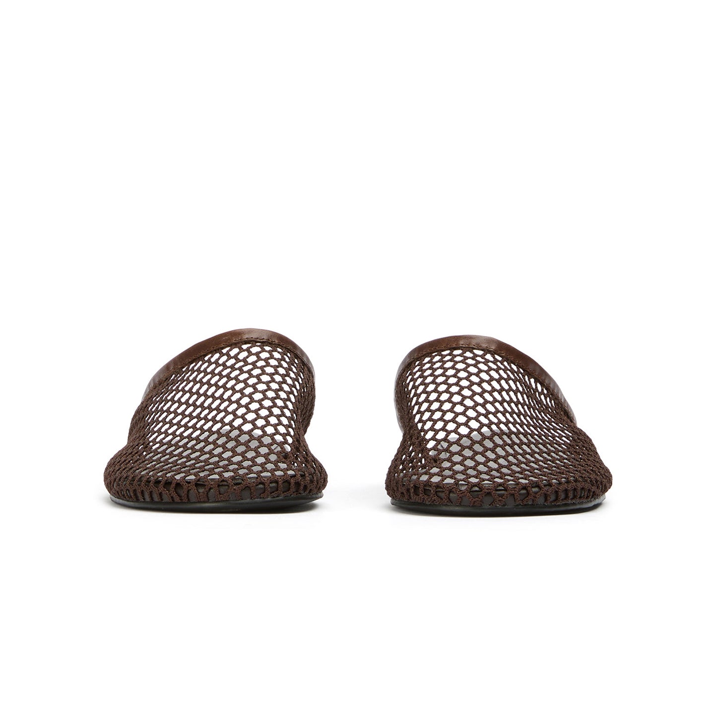 Chocolate Mesh Round-Toe Sleek Slip-On Backless Flats