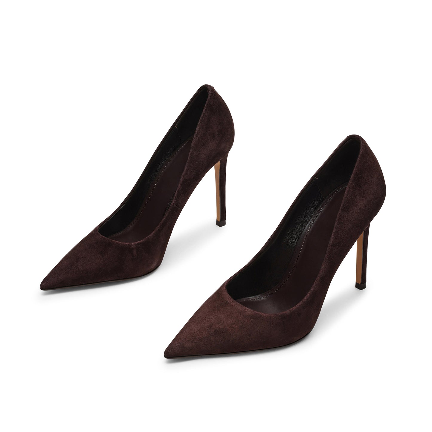 Brown Faux Suede Classic Pointed-Toe Slip-On High Heels Pumps