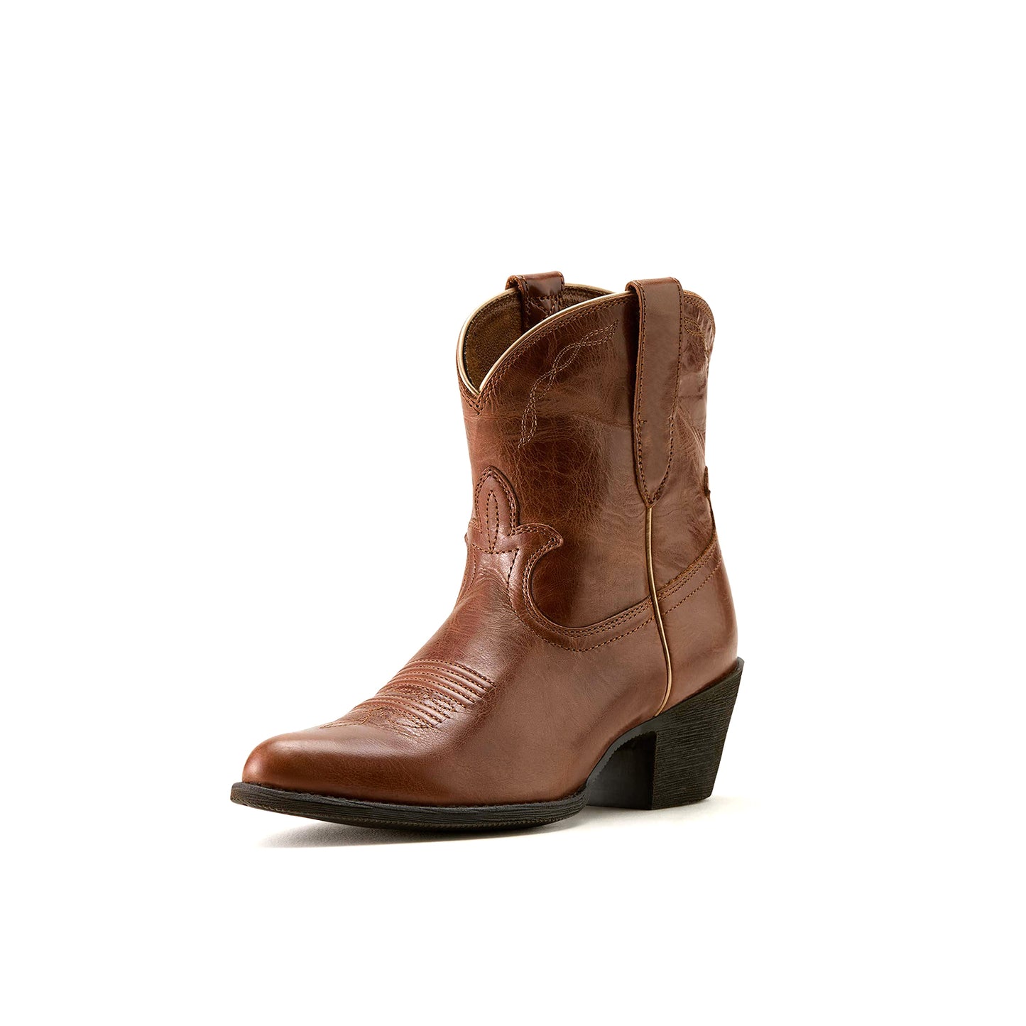 Red Almond-Toe Stitch Ankle Cowgirl Boots