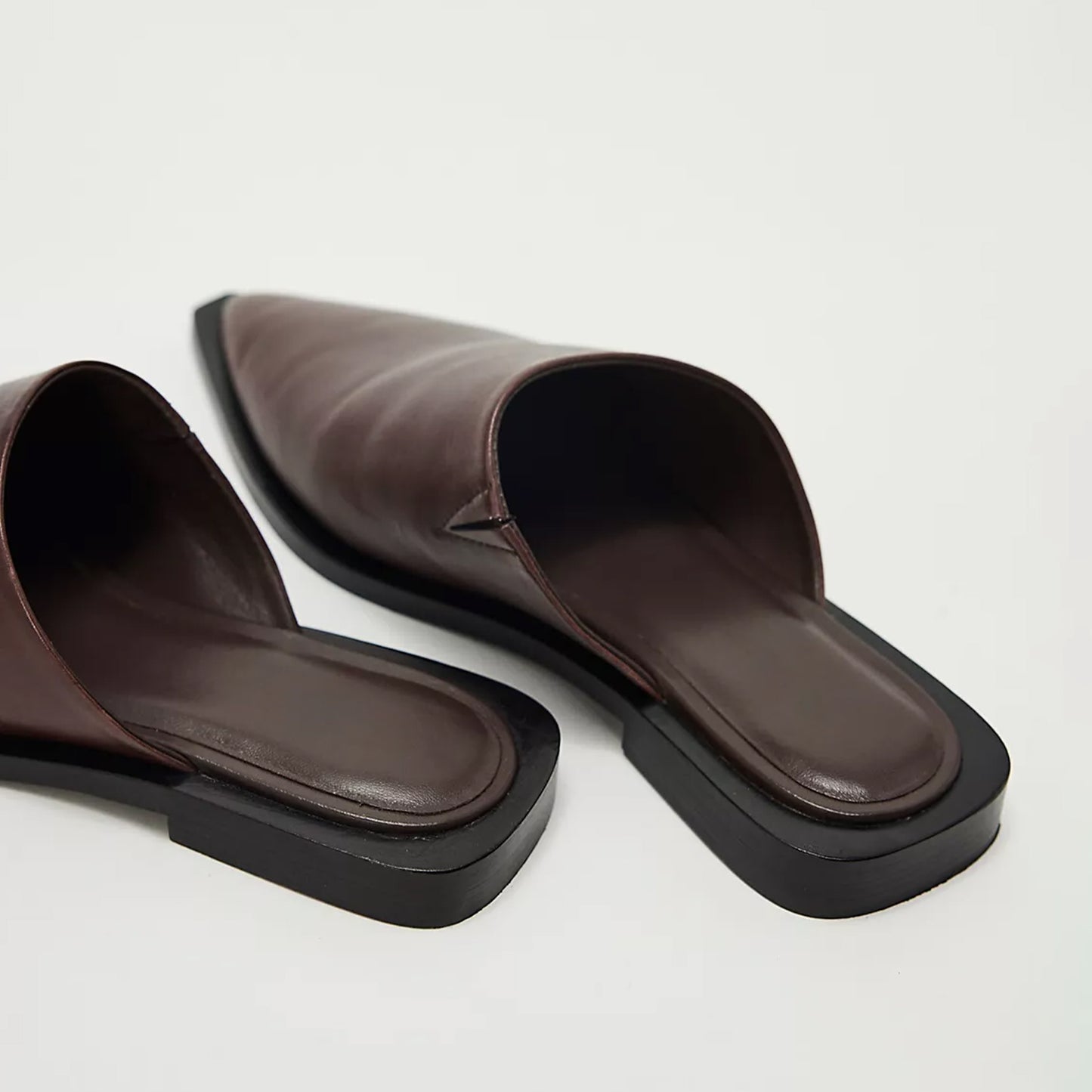 Chocolate Pointed-Toe Slip-on Simple Ballet Flats