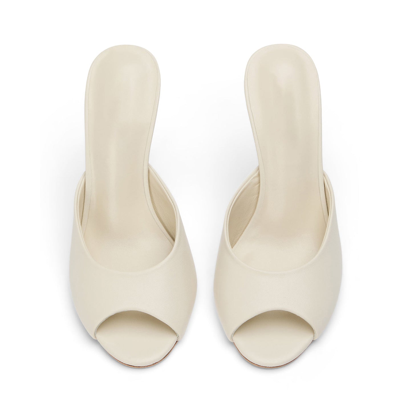 Cream Peep Round-Toe Slip-On Backless Stiletto High Heels