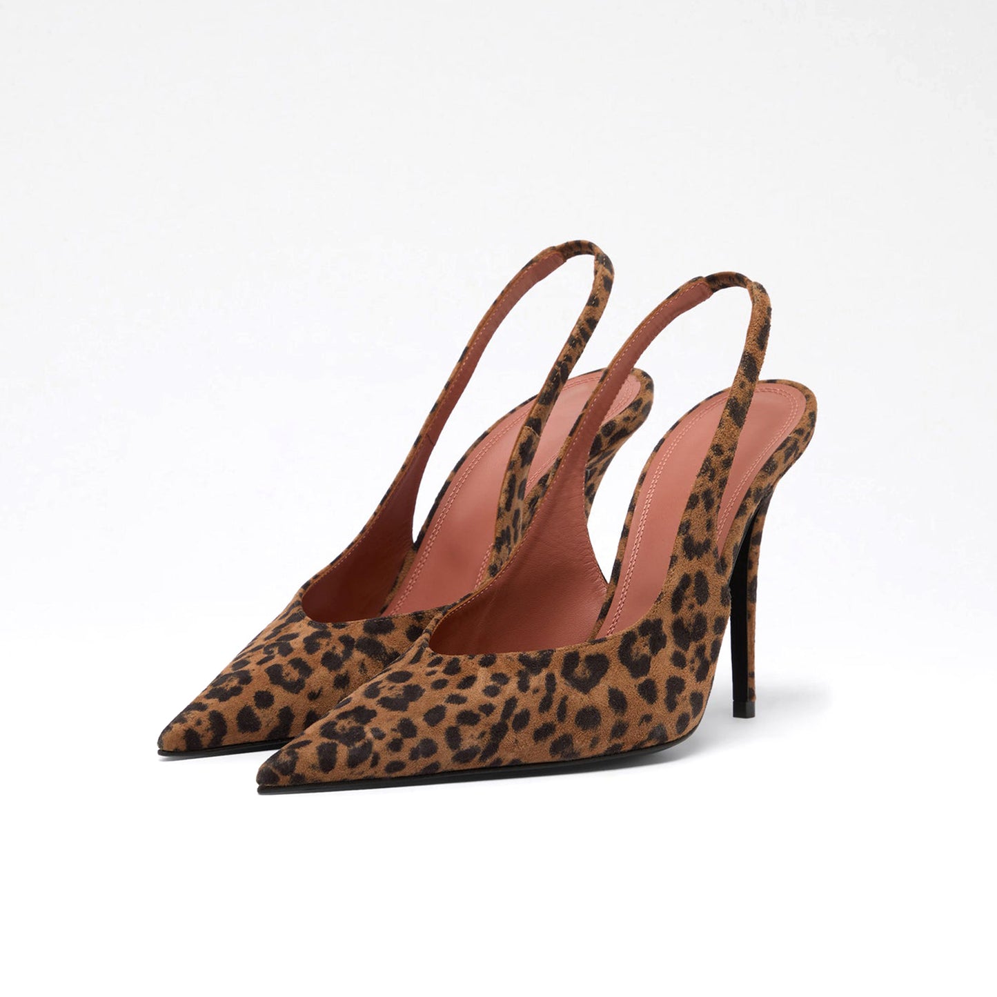 Leopard Faux Suede Pointed-Toe Classic Slingback High Heels