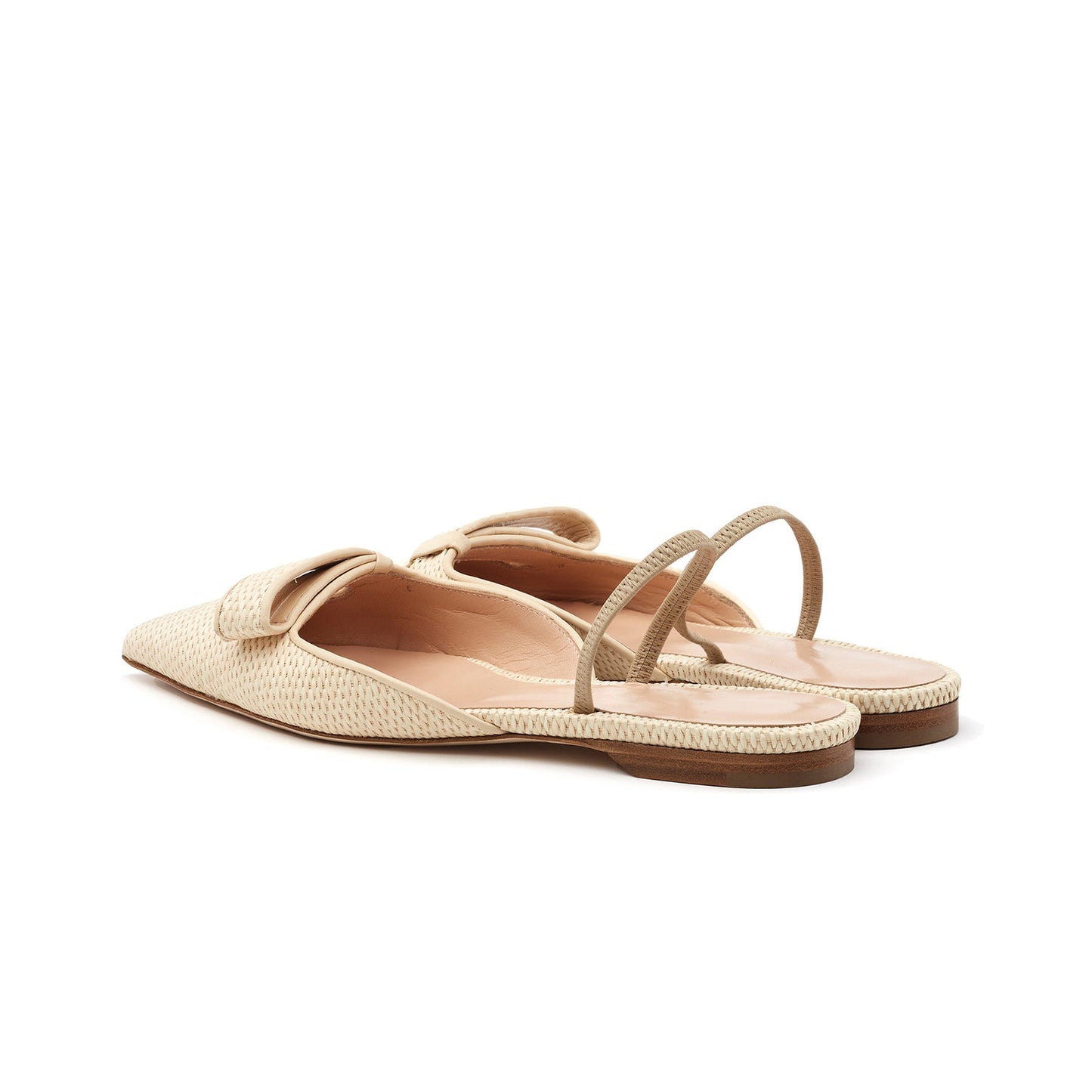 Nude Woven Pointed-Toe Slingback Flats