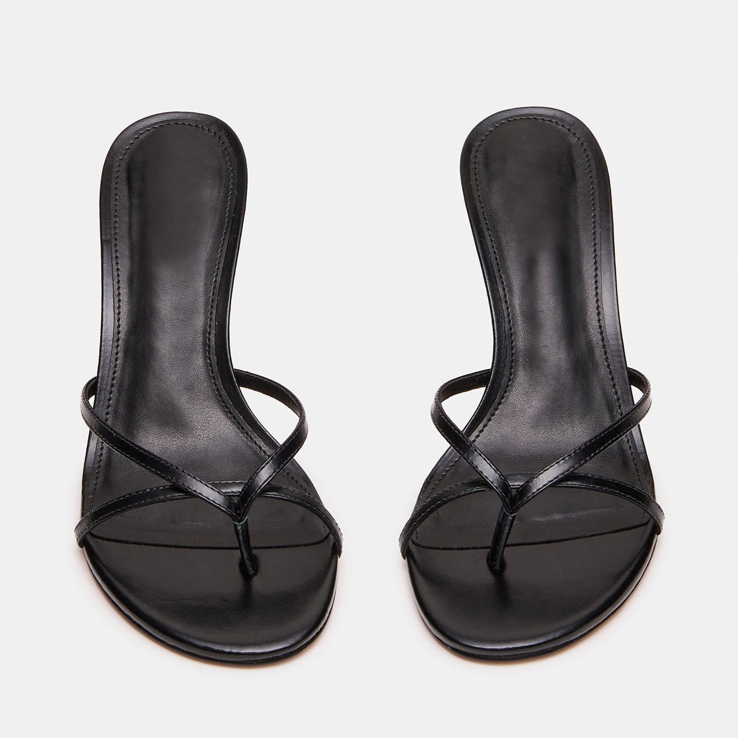 Black Round-Toe Flip-Flop Backless Kitten Heels
