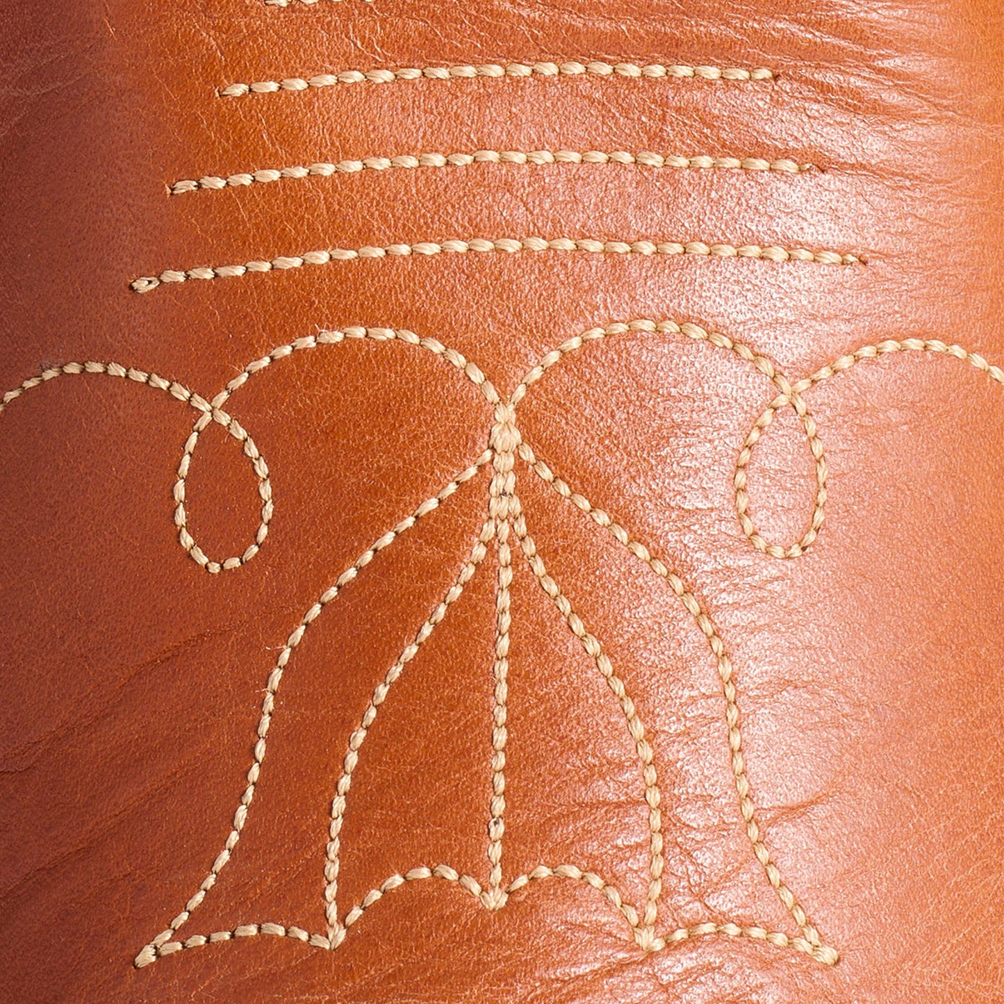 Contrast Cream And Cognac Snip-Toe Colorful Tulips Inlay Mid Calf Cowgirl Boots
