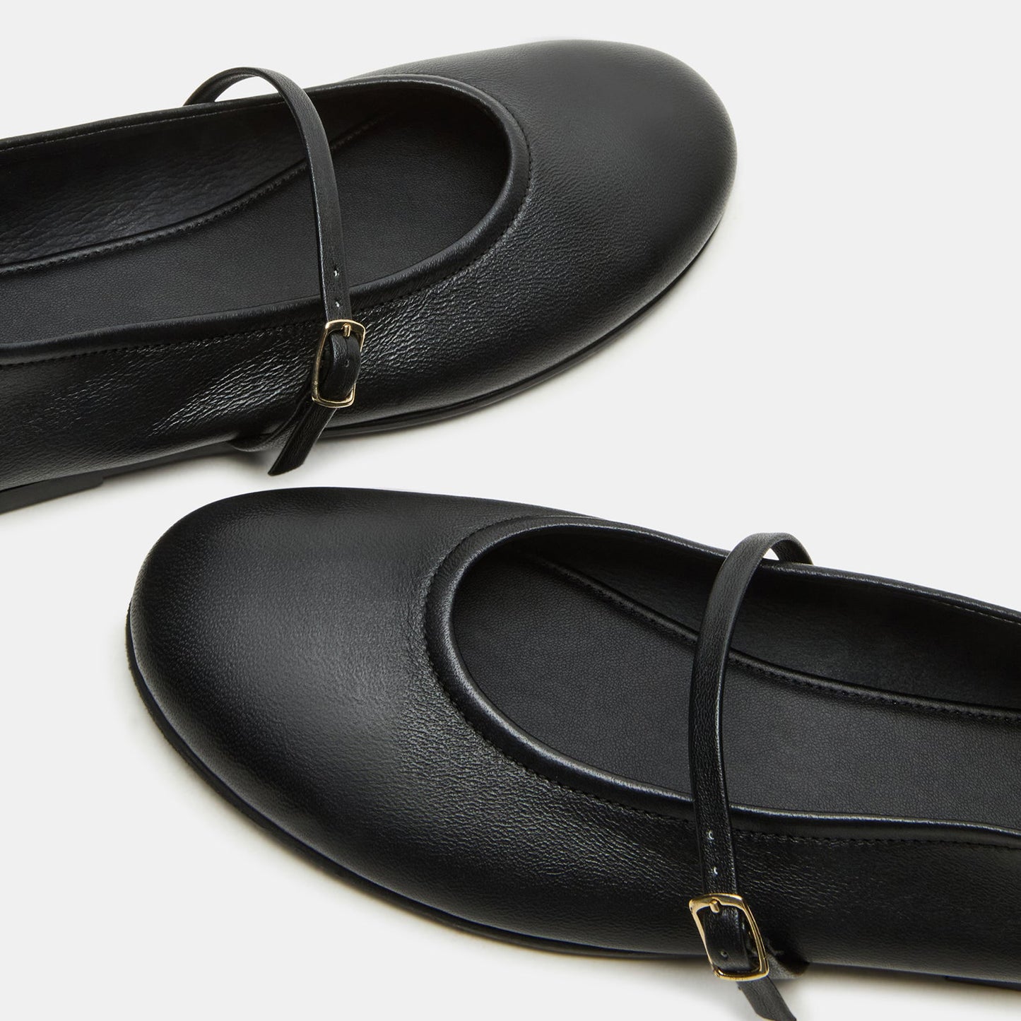 Black Round-Toe Buckle Mary Jane Classic Ballet Flats