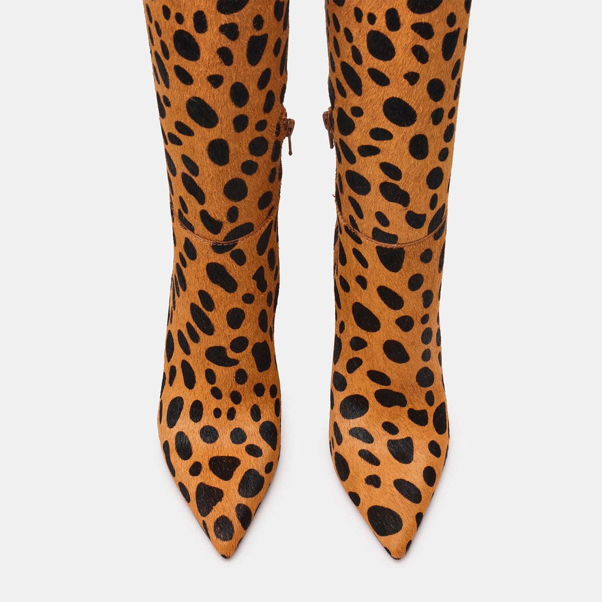 Leopard Pattern Pointed-Toe Half-Zip Chic Knee High Stiletto Boots