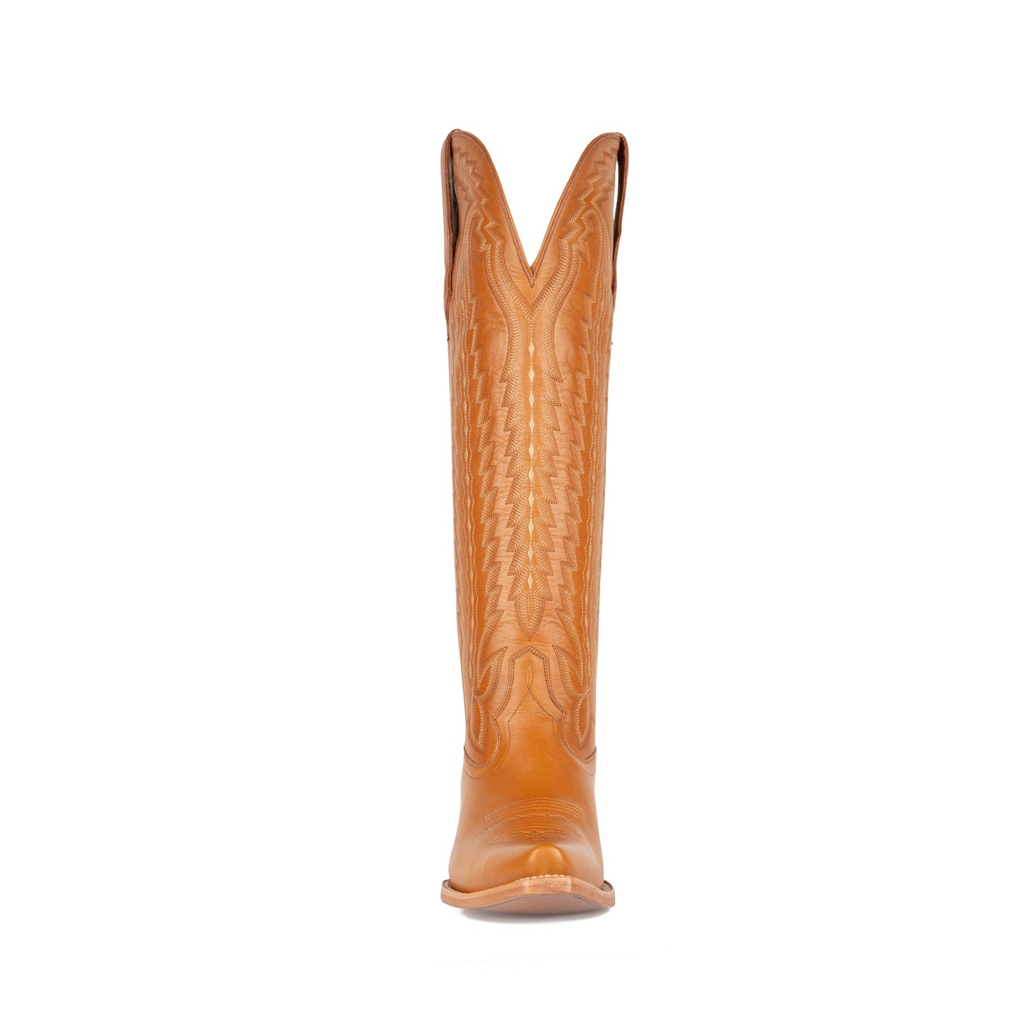 Tan Snip-Toe Western Embroidery Classic Wide Calf Knee High Cowgirl Boots
