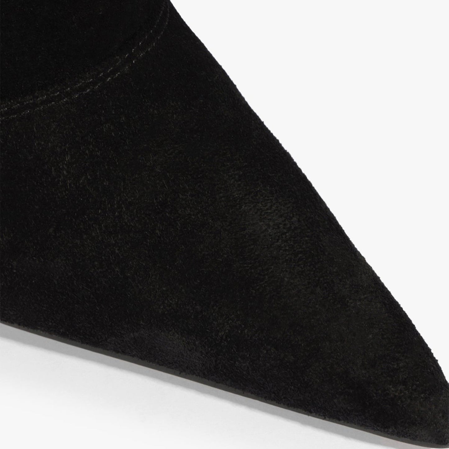 Black Faux Suede Pointed-Toe Slouch Wide Calf Knee High Stiletto Boots