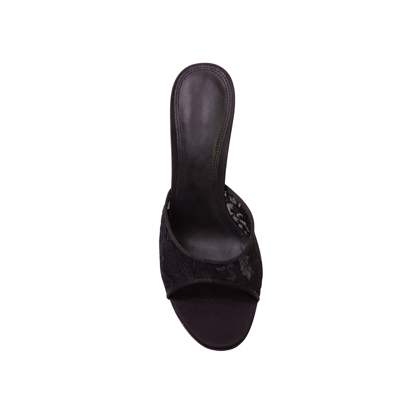 Black Lace And Satin Snip-Toe Classic Backless High Heels