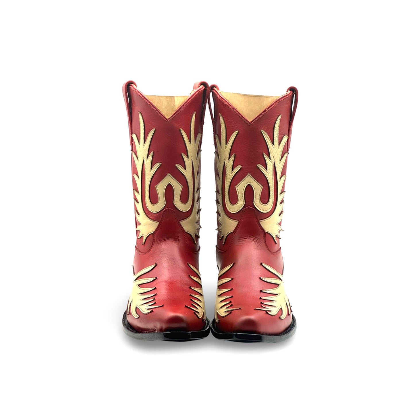 Red Snip-Toe Chic Applique Classic Ankle Cowgirl Boots