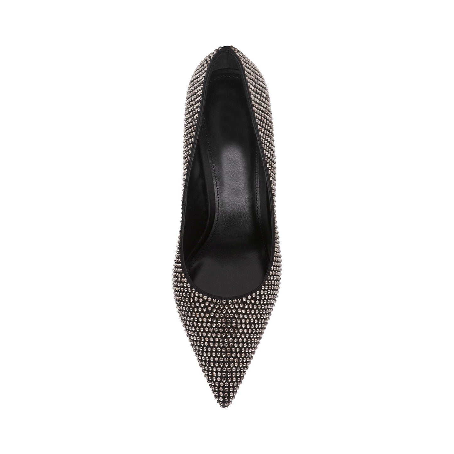 Black Satin Full Rhinestones Pointed-Toe Classic Slingback High Heels