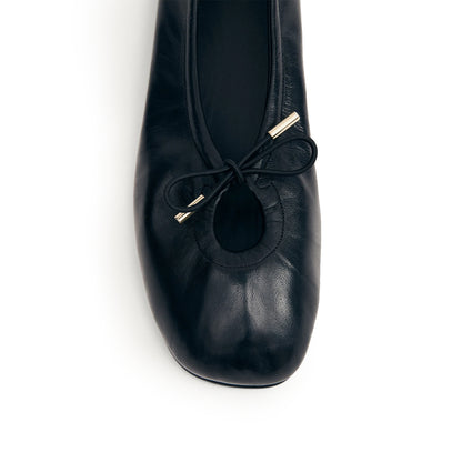 Black Square-Toe Stretchy Ballet Flats