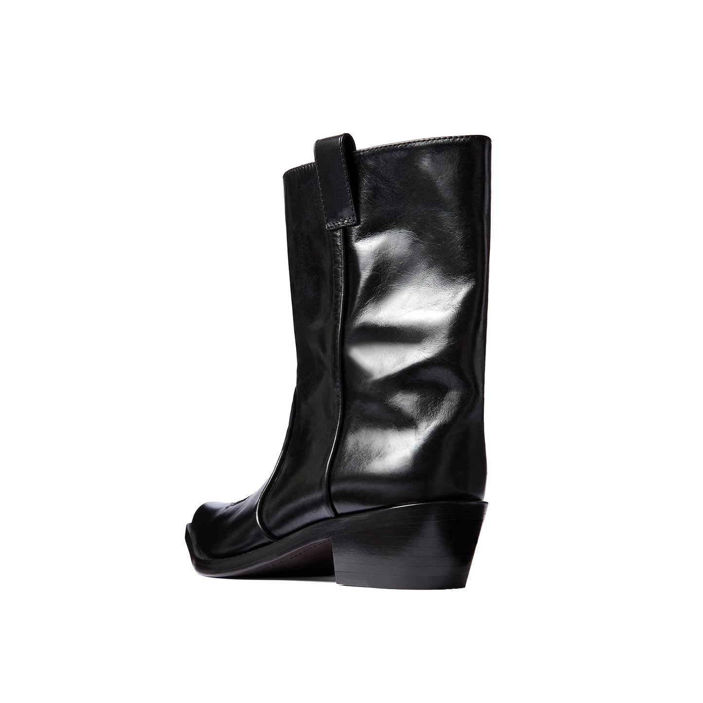 Black Snip-Toe Simple Ankle Classic Cowgirl Boots