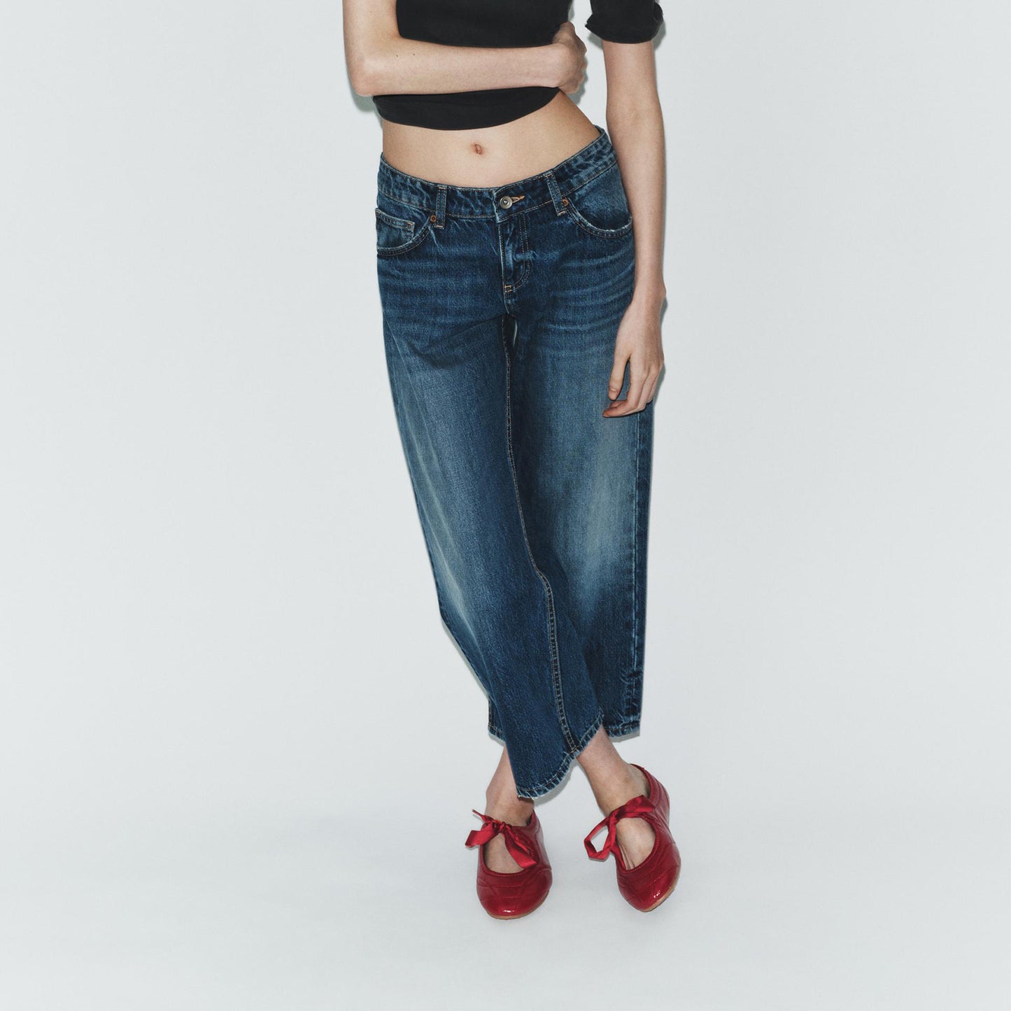 Patent Red Round-Toe Chic Stitch Bridge Strap Flats