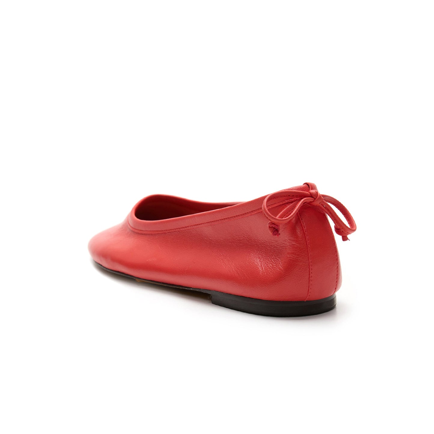 Red Round-Toe Back Bow Classic Ballet Flats
