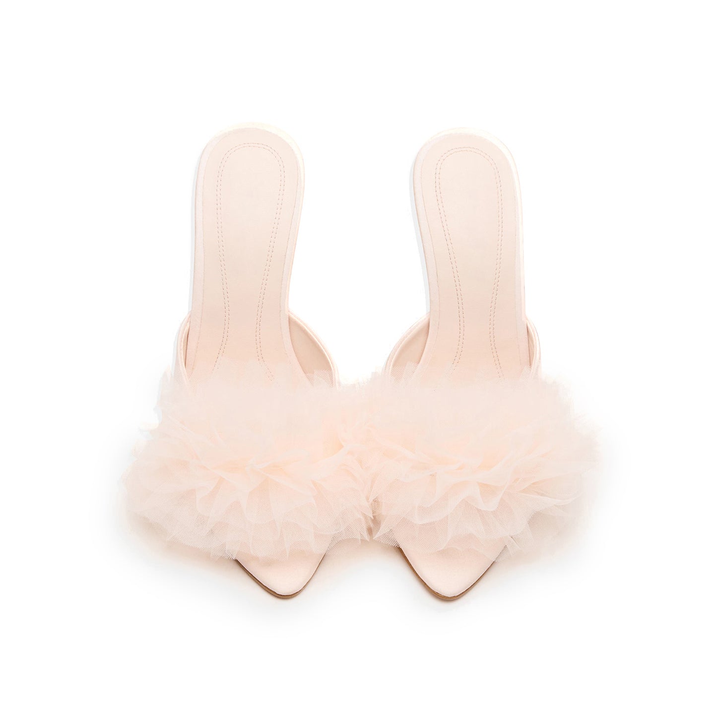 Light Pink Mesh Pointed-Toe Classic Slip-On High Stiletto Heels