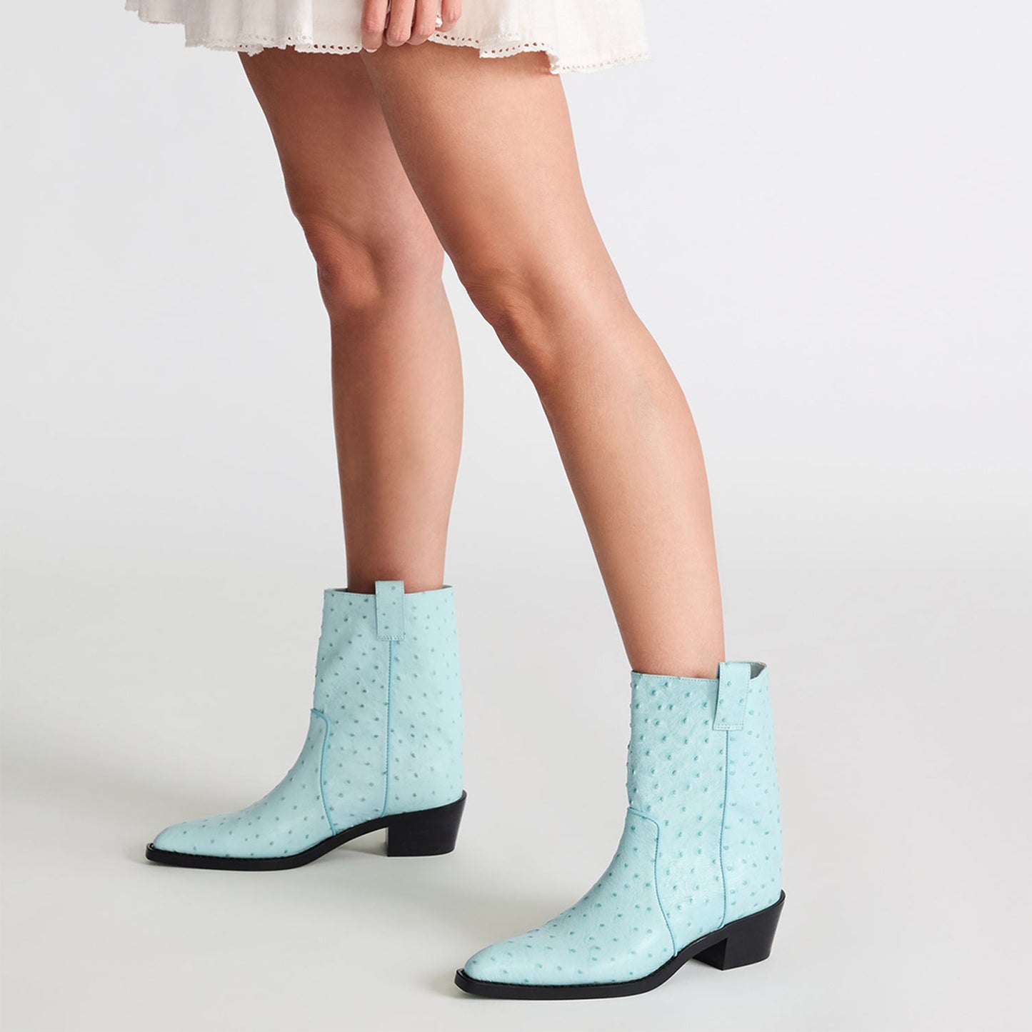 Turquoise Snip-Toe Chic Slip-On Ankle Cowgirl Boots